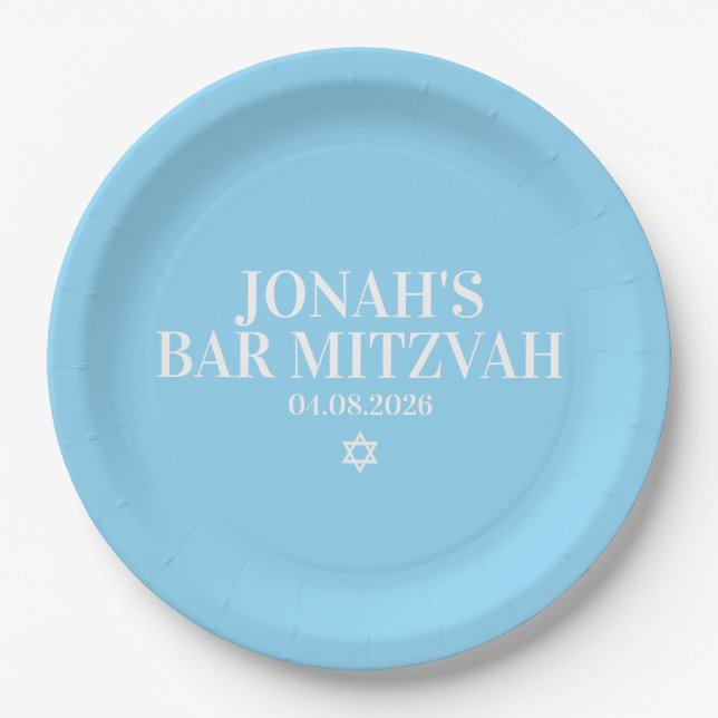 Personalized Bar Mitzvah Paper Plate (Front)
