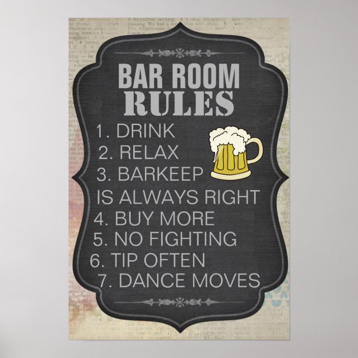 Personalized Bar Room Rules Poster