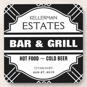 Personalized Bar Sign for Man Cave Drink Coaster