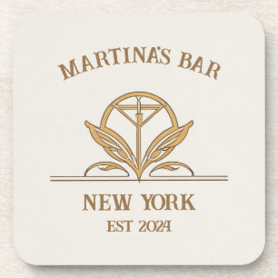 Personalized Bar Sign Martini Logo Custom Name Beverage Coaster