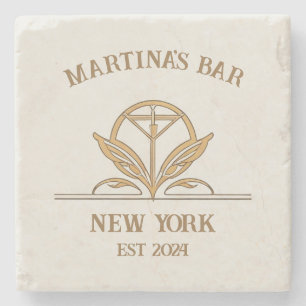 Personalized Bar Sign Martini Logo Custom Name Stone Coaster