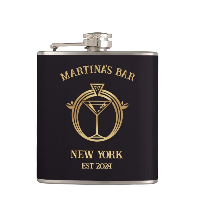 Personalized Bar Sign with Custom Name Flask (Front)