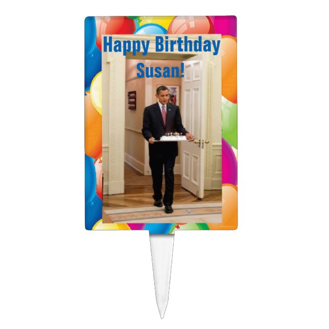 Personalized Barack Happy Birthday - Cake Topper (Front)