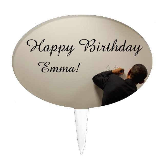 Personalized Barack Obama Birthday - Cake Topper (Front)