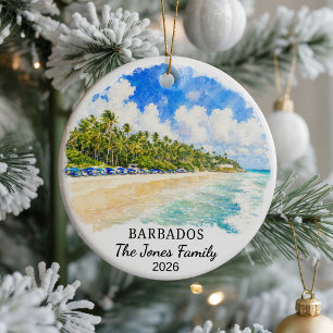 Personalized Barbados Ceramic Ornament, Custom Car Ornament