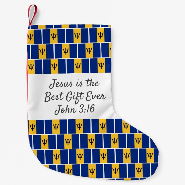 Personalized BARBADOS FLAG Small Christmas Stocking (Front)