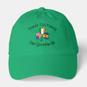 Personalized Barbados Ireland USA Shamrock Flag Hat