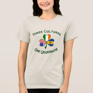 Personalized Barbados Ireland USA Shamrock Women's Tri-Blend Shirt