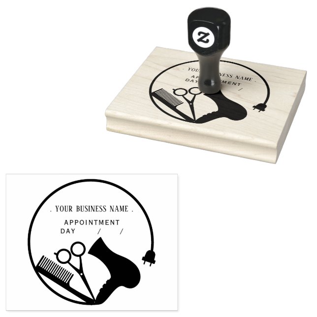 Personalized barber Round Rubber Stamp (Stamped)