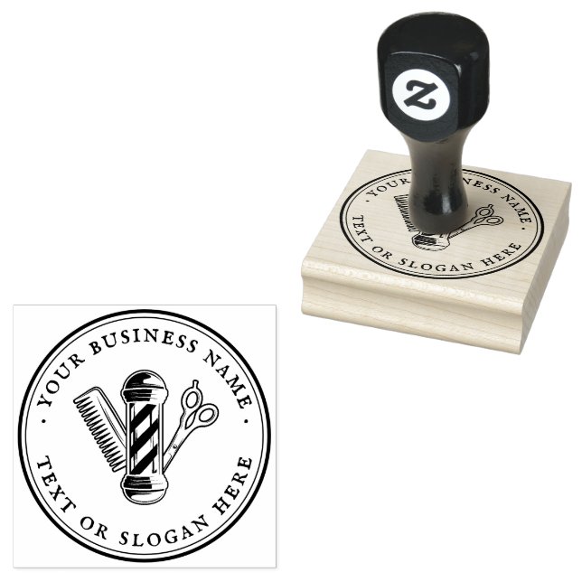 Personalized barber Round Rubber Stamp (Stamped)