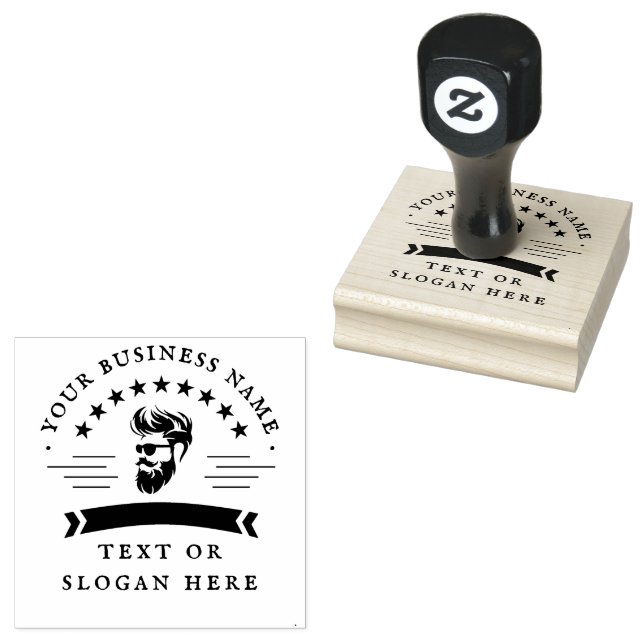 Personalized barber Round Rubber Stamp (Stamped)