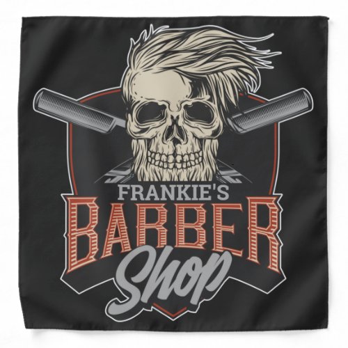 Personalized Barber Shop Hipster Skull and Razors  Bandana