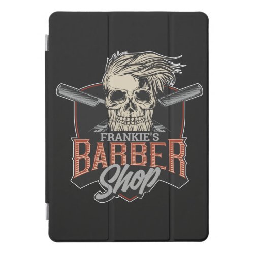 Personalized Barber Shop Hipster Skull and Razors  iPad Pro Cover