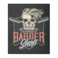 Personalized Barber Shop Hipster Skull and Razors