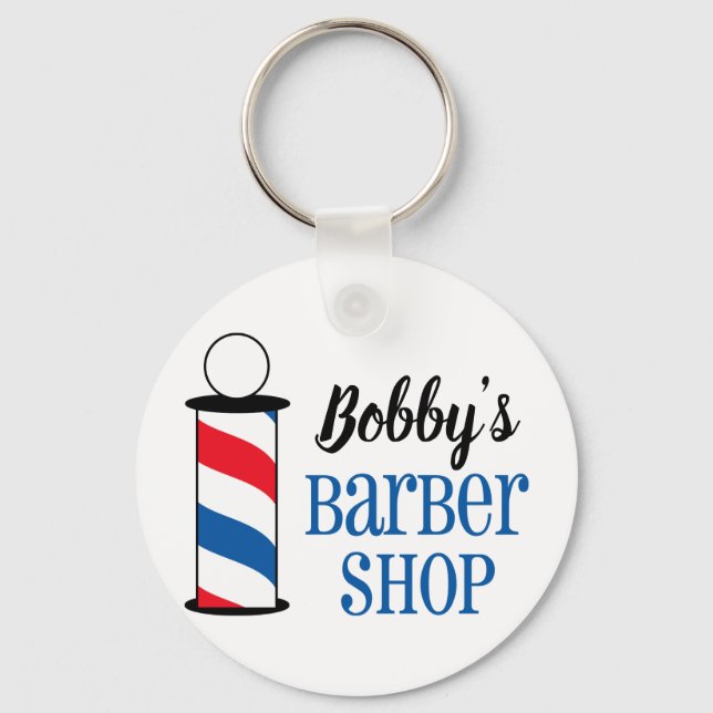 Personalized Barber Shop Keychain (Front)