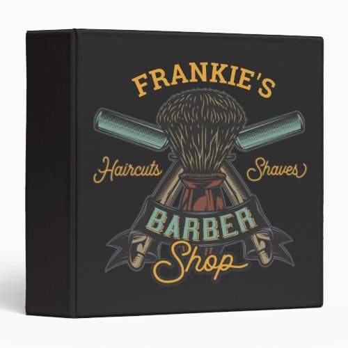 Personalized Barber Shop Retro Haircuts Shaves 3 Ring Binder