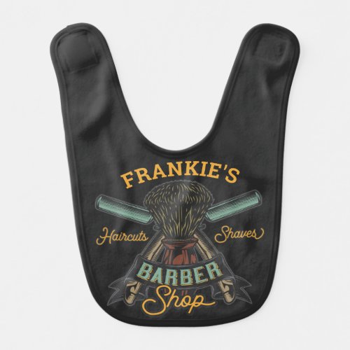 Personalized Barber Shop Retro Haircuts Shaves  Baby Bib