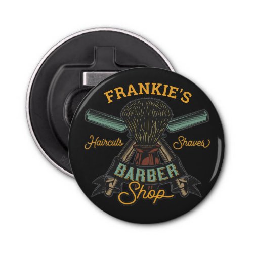 Personalized Barber Shop Retro Haircuts Shaves Bottle Opener