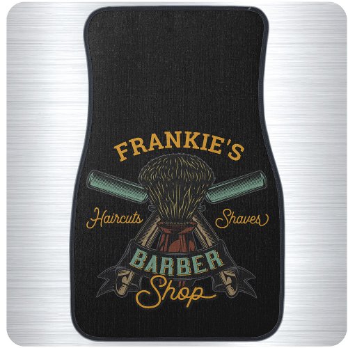 Personalized Barber Shop Retro Haircuts Shaves  Car Floor Mat