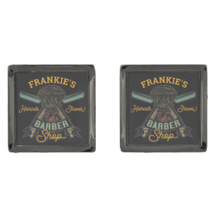Personalized Barber Shop Retro Haircuts Shaves  Cufflinks