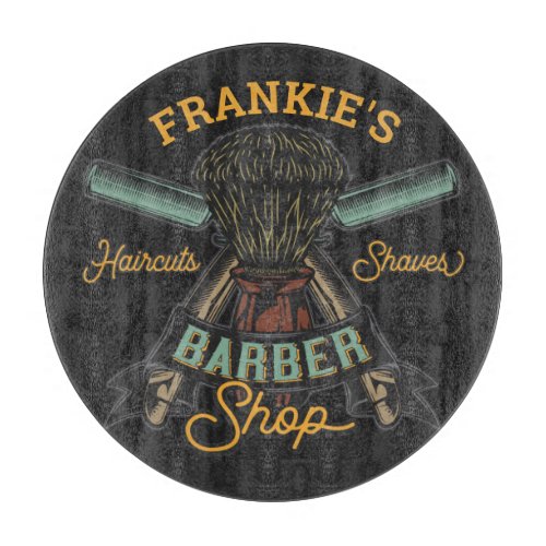 Personalized Barber Shop Retro Haircuts Shaves  Cutting Board