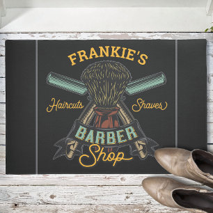 Personalized Barber Shop Retro Haircuts Shaves Doormat