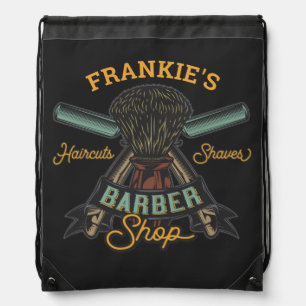 Personalized Barber Shop Retro Haircuts Shaves Drawstring Bag