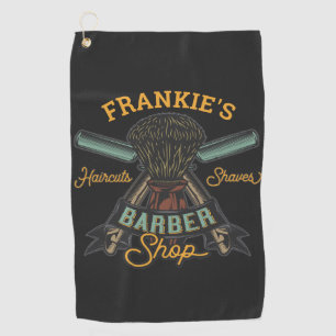 Personalized Barber Shop Retro Haircuts Shaves Golf Towel