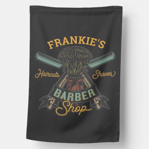 Personalized Barber Shop Retro Haircuts Shaves  House Flag