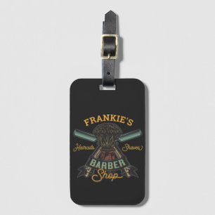 Personalized Barber Shop Retro Haircuts Shaves Luggage Tag