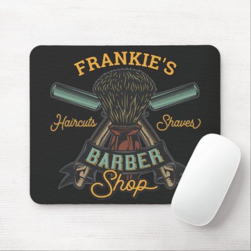 Personalized Barber Shop Retro Haircuts Shaves  Mouse Pad