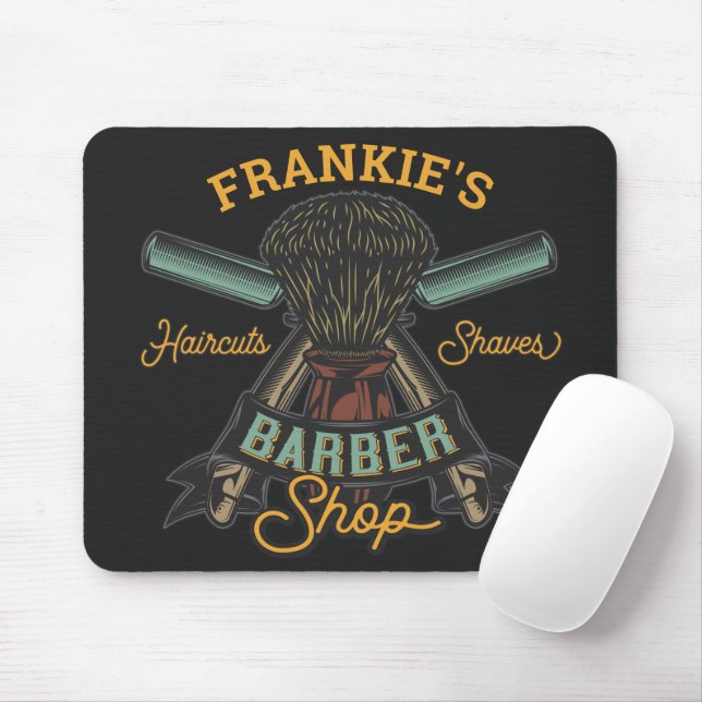 Personalized Barber Shop Retro Haircuts Shaves  Mouse Pad (With Mouse)