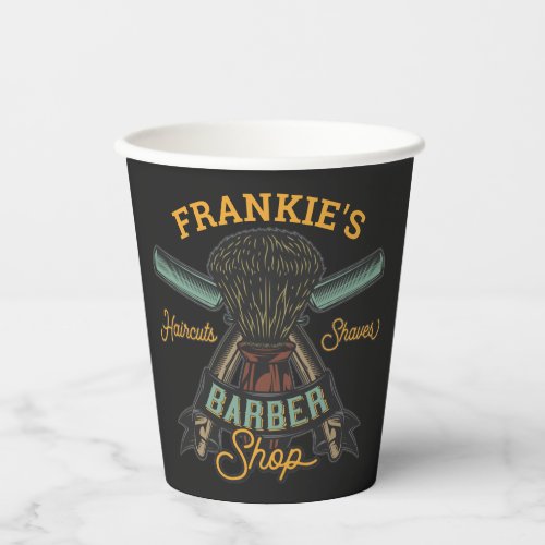 Personalized Barber Shop Retro Haircuts Shaves  Paper Cups