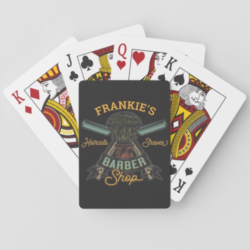 Personalized Barber Shop Retro Haircuts Shaves  Playing Cards