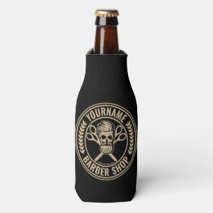 Personalized Barber Shop Skull Rockabilly Salon Bottle Cooler