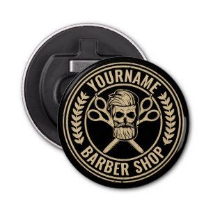 Personalized Barber Shop Skull Rockabilly Salon Bottle Opener