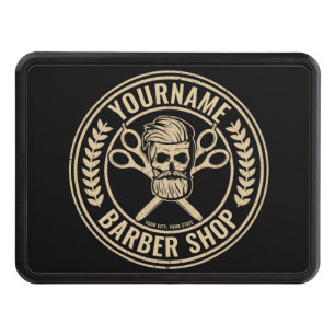 Personalized Barber Shop Skull Rockabilly Salon Hitch Cover