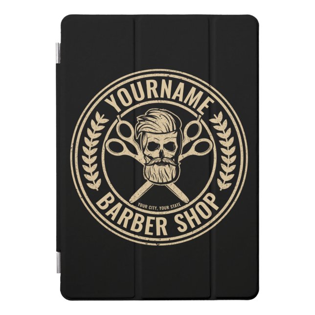 Personalized Barber Shop Skull Rockabilly Salon   iPad Pro Cover (Front)