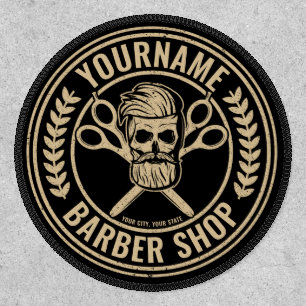 Personalized Barber Shop Skull Rockabilly Salon   Patch