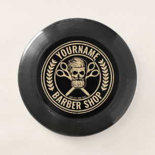 Personalized Barber Shop Skull Rockabilly Salon   Wham-O Frisbee