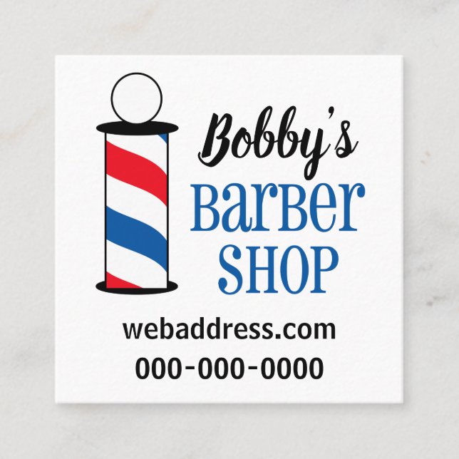 Personalized Barber Shop Square Business Card (Front)