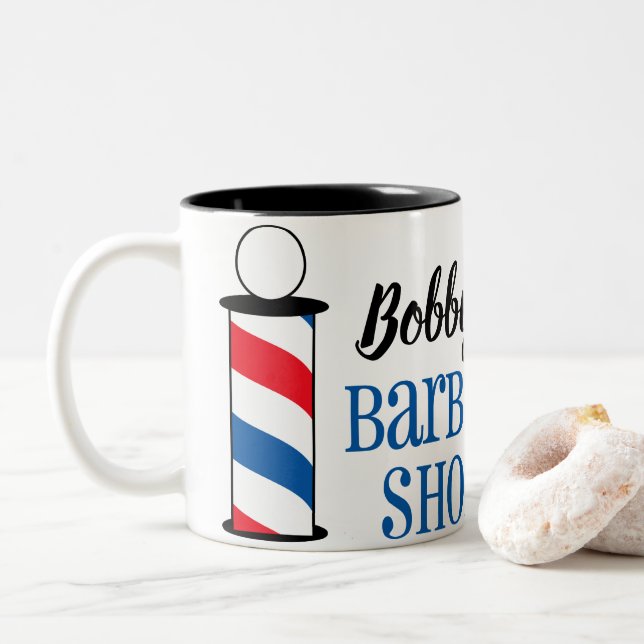 Personalized Barber Shop Two-Tone Coffee Mug (With Donut)