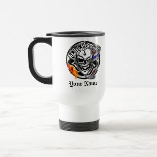 Personalized Barber Skull with Flaming Razor Mug