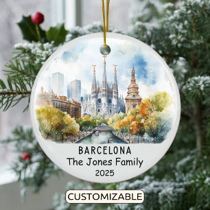 Personalized Barcelona Ornament, Spain Ceramic Ornament