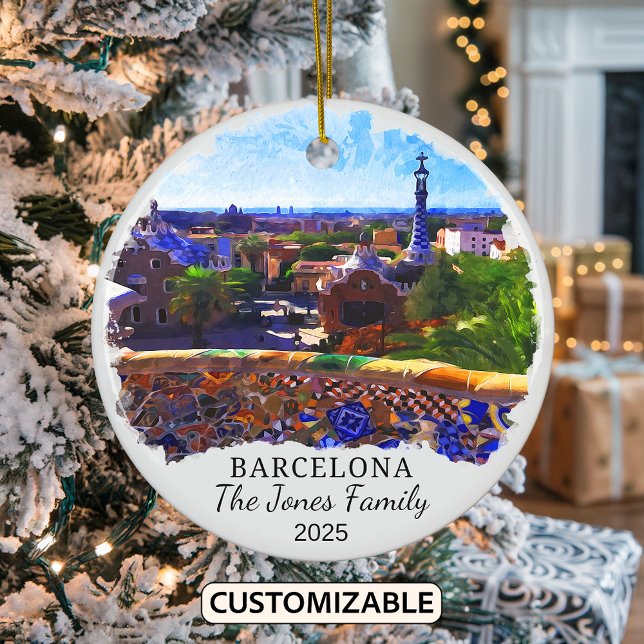 Personalized Barcelona Ornament, Spain Ceramic Ornament (Creator Uploaded)