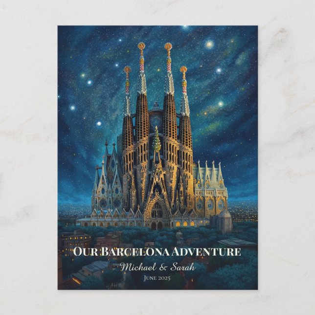 Personalized Barcelona Trip | Sagrada Familia Postcard (Front)