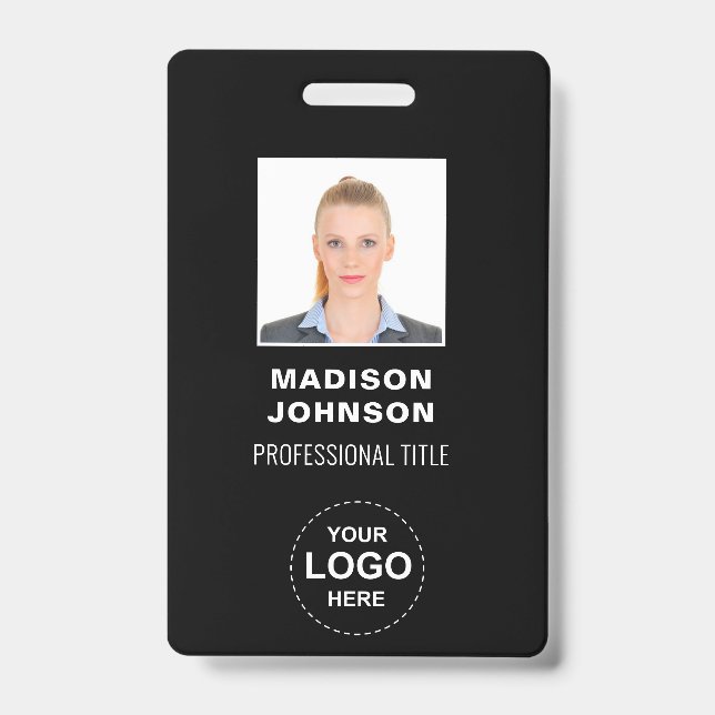 Personalized Barcode ID Cards with Logo and Photo Badge (Front)