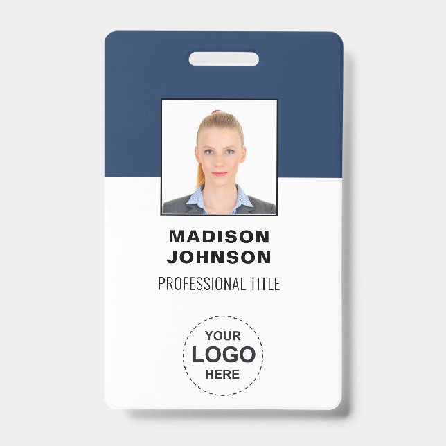 Personalized Barcode ID Cards with Logo and Photo Badge (Front)