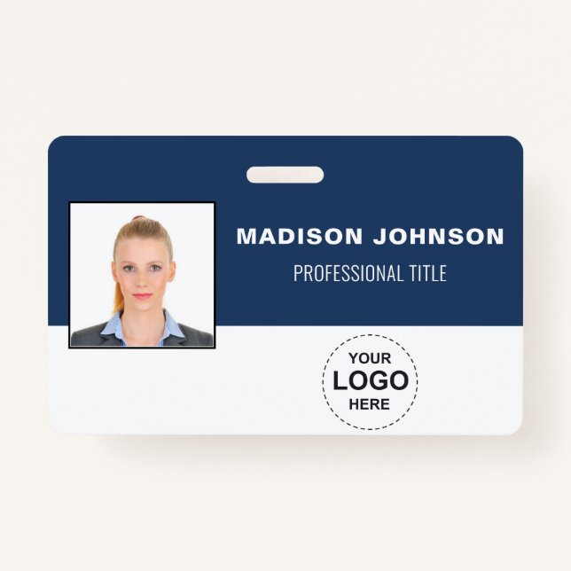 Personalized Barcode ID Cards with Logo and Photo Badge (Front)