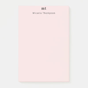 Personalized Barely Rose + Initials Post-it Notes